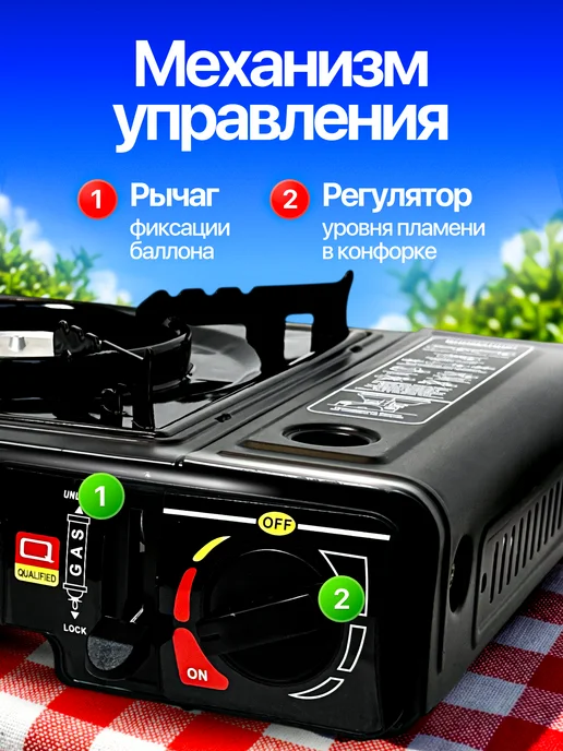 TeploStore Газовая плита туристическая с пьезоподжигом, вариант, фото 6