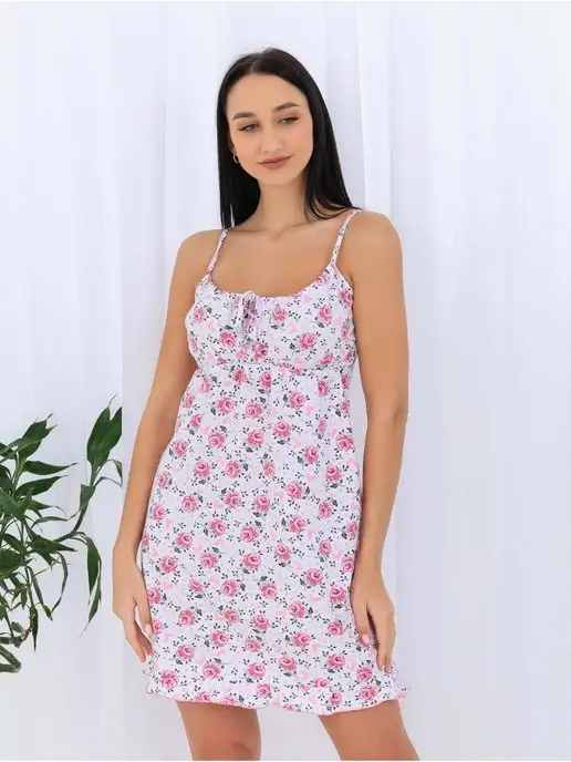 НатленТекс Ночная сорочка на бретелях, розовый, фото 2