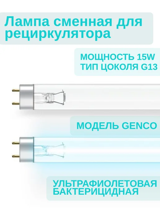 Genco Лампа бактерицидная ультрафиолетовая 15W Т8 G13