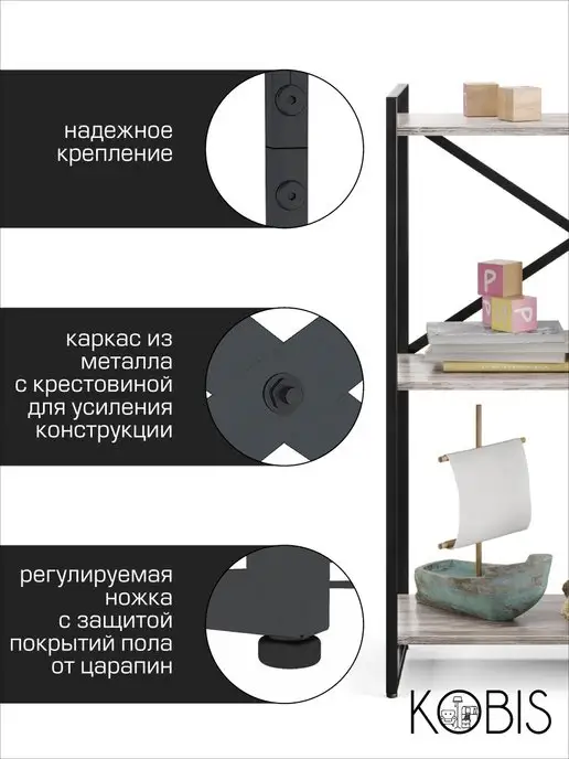 KOBIS Стеллаж лофт loft для дома офиса, зеленый, фото 7
