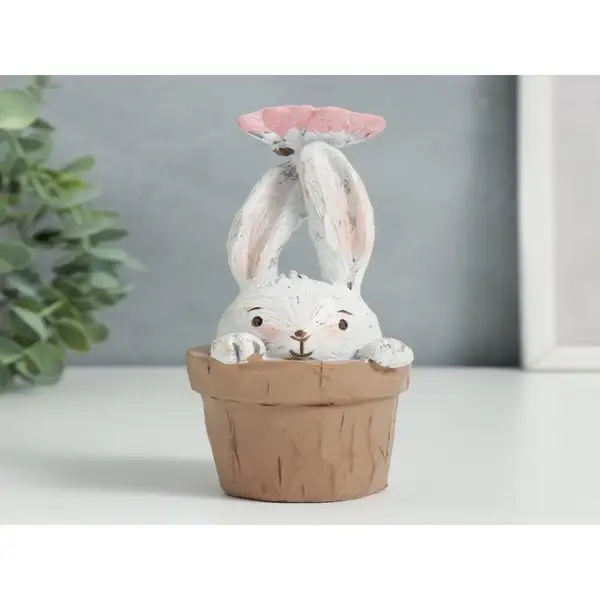 Фигурка Зайка в горшочке 13,8х6,5х6,5 см