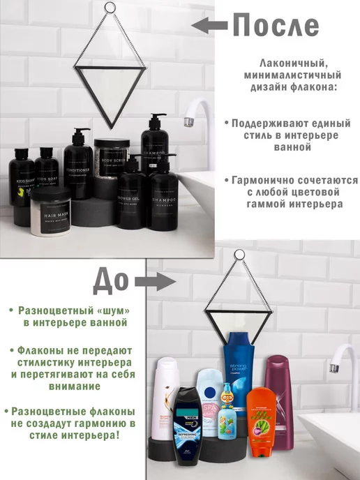 Home & I Набор дозаторов и баночек для ванной, черный, фото 5